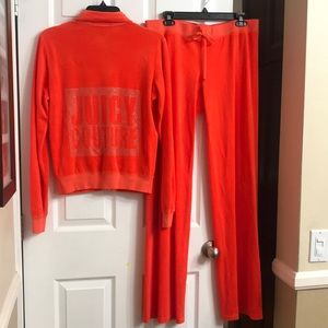 Juicy Couture y2k Orange tracksuit with Swarovski crystal on back of jacket.